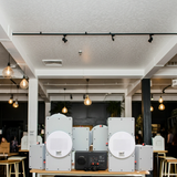 Loa âm trần thông báo, phát nhạc nền: Âm ly A907 Goldsound 2 vùng âm lượng 900w + 10 loa âm trần Goldsound VAT38 38w, loa được thiết kế riêng cho quán, bật lớn không tạp âm, miễn phí công lắp đặt, bảo hành dài hạn 5 năm