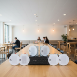 Loa âm trần thông báo, phát nhạc nền tự động: A384-6K Goldsound 6 vùng âm lượng 1200w + 6 loa âm trần Goldsound VAT38 38w, Amply 4 - 6 vùng âm lượng, loa được thiết kế riêng cho quán, bật lớn không tạp âm, miễn phí công lắp đặt, bảo hành dài hạn 5 năm.