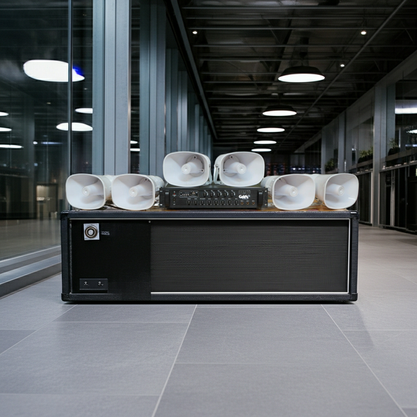 Loa thông báo nhà xưởng: 1 Amply A480F + 06 Ne35w, Amply 5 vùng, loa được thiết kế riêng, bật lớn không tạp âm, miễn phí công lắp đặt, bảo hành dài hạn 12 tháng