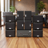Dàn loa sân vườn: Amply A907PU-2K Goldsound 900w + 10 loa Goldsound ngoài trời V101-NT - 15w, loa được thiết kế riêng cho quán, bật lớn không tạp âm, không bao gồm công lắp đặt, bảo hành 12 tháng