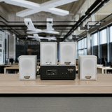 Dàn loa không dây treo tường, Loa thông báo, loa phát nhạc tự động: 01 amply A57 Goldsound + 4 loa không dây Goldsound V27 - 27w