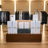 [Diện tích 240m2 + 6 Kênh] Loa thông báo, loa phát nhạc nền tự động A384PU-6K Goldsound 6 vùng âm lượng 1200w + 12 loa Goldsound V25C màu trắng, loa được thiết kế riêng cho quán, bật lớn không tạp âm, miễn phí công lắp đặt, bảo hành dài hạn 5 năm.