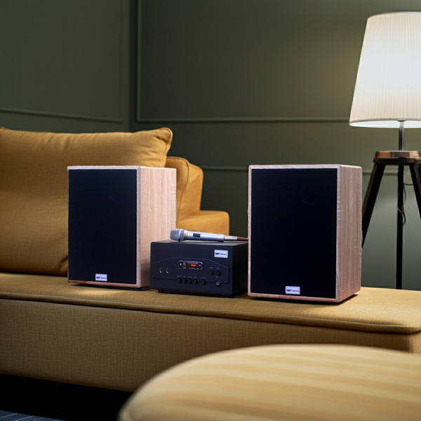 Dàn loa karaoke gia đình: 1 Amply A907 + 2 V231 + Micro dây