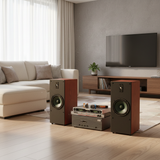 Dàn loa cây karaoke gia đình K385 vân gỗ (01 amply 1200w + 02 loa 380w + 01 vang cơ + bộ Micro không dây)