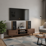 Dàn loa cây karaoke gia đình K385 vân gỗ sáng (01 amply 1200w + 02 loa 380w + 01 vang cơ + bộ Micro không dây)