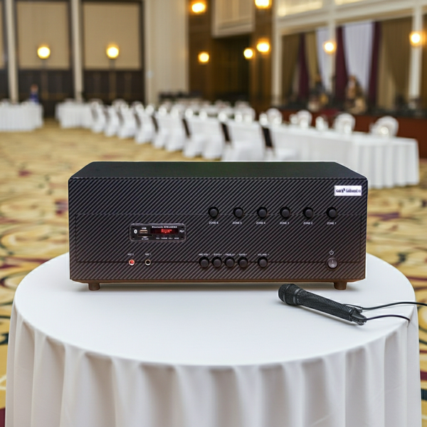 Amply A384 - SG - 6K: 6 phân vùng đầu ra (1200w, đủ kết nối Bluetooth, RCA, AV, USB)