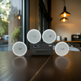 Dàn loa âm trần thông báo, phát nhạc nền tự động: A384PU-2K Goldsound 2 vùng âm lượng 380w + 4 loa âm trần VAT13, loa được thiết kế riêng cho quán, bật lớn không tạp âm, miễn phí công lắp đặt, bảo hành dài hạn 12 tháng