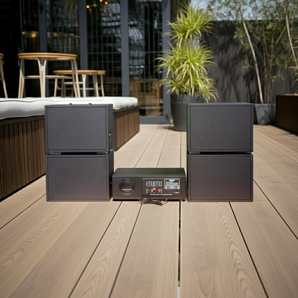 Dàn loa treo tường: Amply A918PU-2K Goldsound 2 vùng âm lượng 1200w + 4 loa Goldsound V130PU-MT, loa được thiết kế riêng cho quán, bật lớn không tạp âm, miễn phí công lắp đặt, bảo hành dài hạn 5 năm