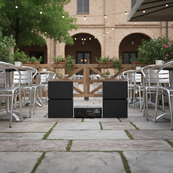 Dàn loa treo tường: Amply A918PU-2K Goldsound 2 vùng âm lượng 1200w + 4 loa Goldsound V130PU-MT, loa được thiết kế riêng cho quán, bật lớn không tạp âm, miễn phí công lắp đặt, bảo hành dài hạn 5 năm