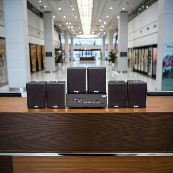 Loa thông báo phát nhạc nền tự động A917PU-2K Goldsound 1200w + 6 loa Goldsound V55C 55w, loa được thiết kế riêng cho quán, bật lớn không tạp âm, miễn phí công lắp đặt, bảo hành dài hạn 5 năm