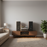 Dàn loa cây karaoke gia đình K385 vân gỗ sáng (01 amply 1200w + 02 loa 380w + 01 vang cơ + bộ Micro không dây)