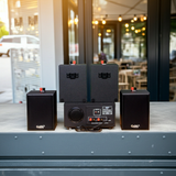 Dàn loa treo tường: Amply A156PU Goldsound 200w + 4 loa Goldsound V24c - 24w, loa được thiết kế riêng cho quán, bật lớn không tạp âm, bảo hành dài hạn 5 năm.