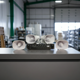 Loa thông báo nhà xưởng: 1 Amply A480F + 04 Ne35w, Amply 5 vùng, loa được thiết kế riêng, bật lớn không tạp âm, miễn phí công lắp đặt, bảo hành dài hạn 12 tháng