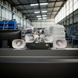 Loa thông báo nhà xưởng: 1 Amply A480F + 04 Ne35w, Amply 5 vùng, loa được thiết kế riêng, bật lớn không tạp âm, miễn phí công lắp đặt, bảo hành dài hạn 12 tháng