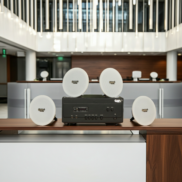 Dàn loa âm trần thông báo, phát nhạc nền tự động: A907PU-2K Goldsound 2 vùng âm lượng 900w + 4 loa âm trần VAT14, loa được thiết kế riêng cho quán, bật lớn không tạp âm, miễn phí công lắp đặt, bảo hành dài hạn 12 tháng