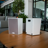 Dàn loa treo tường thông báo phát nhạc nền tự động: Amply A384 + 4 V70C, Amply hai vùng âm lượng, loa được thiết kế riêng cho quán, bật lớn không tạp âm, bảo hành dài hạn 5 năm.