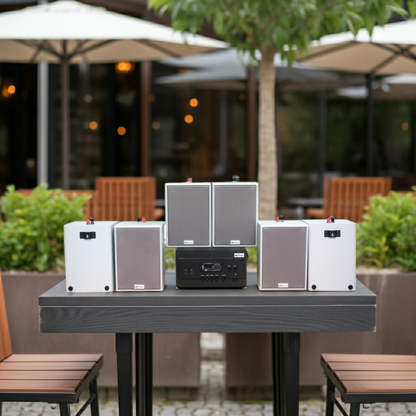 Dàn loa treo tường thông báo phát nhạc nền tự động: Amply A917 + 6 V70C