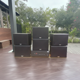 Dàn loa treo tường: Amply A918PU - 2K Goldsound 2 vùng âm lượng 1200w + 6 loa Goldsound V130 - 130w, loa được thiết kế riêng cho quán, bật lớn không tạp âm, miễn phí công lắp đặt, bảo hành dài hạn 5 năm.
