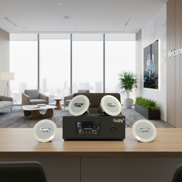 Dàn loa âm trần thông báo, phát nhạc nền tự động: A2.0PU Goldsound 60w + 4 loa âm trần VAT8, loa được thiết kế riêng cho quán, bật lớn không tạp âm, miễn phí công lắp đặt, bảo hành dài hạn 12 tháng