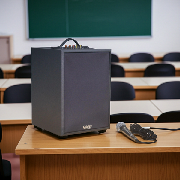 Loa trường học G120 Goldsound: 1 Micro có dây, công suất 120w, bass 20cm, treble 10cm, bluetooth 5.0