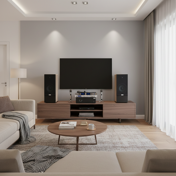 Dàn loa cây karaoke gia đình K385 vân gỗ sáng (01 amply 1200w + 02 loa 380w + 01 vang cơ + bộ Micro không dây)