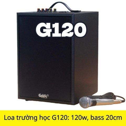 Loa trường học G120 Goldsound: 1 Micro có dây, công suất 120w, bass 20cm, treble 10cm, bluetooth 5.0