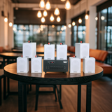 Loa treo tường thông báo phát nhạc nền tự động Gold4cafe 8.0 (01 amply + 08 loa treo tường màu trắng), Amply 2 vùng âm lượng, loa được thiết kế riêng cho quán, bật lớn không tạp âm, bảo hành dài hạn 5 năm.