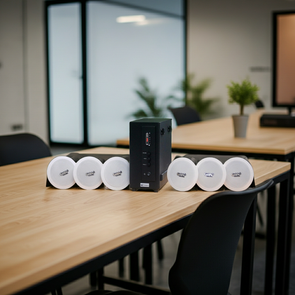 Bộ loa âm trần thông báo phát nhạc nền tự động cao cấp SA6.0_DA (amply 156w + 6 loa âm trần 15w), loa được thiết kế riêng cho quán, bật lớn không tạp âm, bảo hành dài hạn 12 tháng