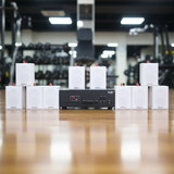 Loa treo tường thông báo phát nhạc nền tự động Gold4cafe 10.0 bản màu trắng (01 amply + 10 loa), Amply 1200w - 2 vùng âm lượng, loa được thiết kế riêng cho quán, bật lớn không tạp âm, bảo hành dài hạn 5 năm.