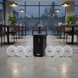 Bộ loa âm trần thông báo phát nhạc nền tự động cao cấp SA6.0_SG (amply 156w + 6 loa âm trần 15w), loa được thiết kế riêng cho quán, bật lớn không tạp âm, bảo hành dài hạn 12 tháng