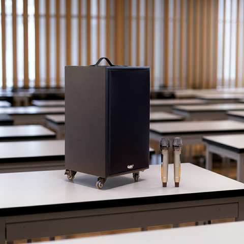 Loa trường học D230PU - MI, pin 4-6h, công suất 230w, bass 20 cm, treble 10 cm, bluetooth 5.0, cổng cắm Micro, cổng rca, khe usb, thiết kế loa thùng gỗ. Bảo hành 12 tháng