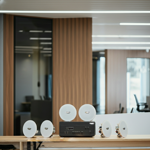 Dàn loa âm trần thông báo, phát nhạc nền tự động: A907PU-2K Goldsound 2 vùng âm lượng 900w + 6 loa âm trần VAT14, loa được thiết kế riêng cho quán, bật lớn không tạp âm, miễn phí công lắp đặt, bảo hành dài hạn 12 tháng