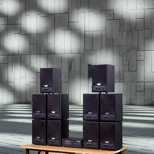 Dàn loa không dây treo tường: 01 amply A57 Goldsound + 10 loa không dây Goldsound V57 - 57w