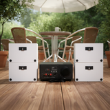 Loa treo tường, phát nhạc nền thông báo: A384 Goldsound 2 vùng âm lượng 380w + 4 loa Goldsound V50NT-PU, loa được thiết kế riêng cho quán, bật lớn không tạp âm, miễn phí công lắp đặt, bảo hành dài hạn 12 tháng