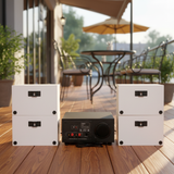Loa treo tường, phát nhạc nền thông báo: A384 Goldsound 2 vùng âm lượng 380w + 4 loa Goldsound V50NT-PU, loa được thiết kế riêng cho quán, bật lớn không tạp âm, miễn phí công lắp đặt, bảo hành dài hạn 12 tháng