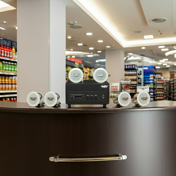 Dàn loa âm trần thông báo, phát nhạc nền tự động: A156PU Goldsound 200w + 6 loa âm trần VAT8, loa được thiết kế riêng cho quán, bật lớn không tạp âm, miễn phí công lắp đặt, bảo hành dài hạn 12 tháng