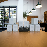 Dàn loa không dây treo tường, Loa thông báo, loa phát nhạc tự động: 01 amply A57 Goldsound + 8 loa không dây Goldsound V27 - 27w