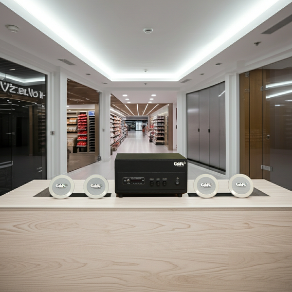 Dàn loa âm trần thông báo, phát nhạc nền tự động: A156PU Goldsound 200w + 4 loa âm trần VAT8, loa được thiết kế riêng cho quán, bật lớn không tạp âm, miễn phí công lắp đặt, bảo hành dài hạn 12 tháng