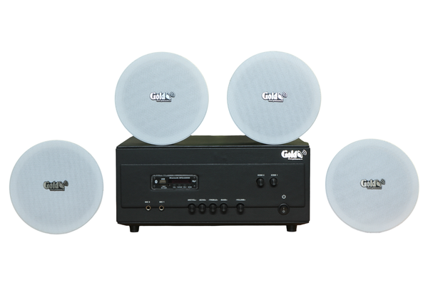 Dàn loa âm trần thông báo, phát nhạc nền tự động: A907PU-2K Goldsound 2 vùng âm lượng 900w + 4 loa âm trần VAT14, loa được thiết kế riêng cho quán, bật lớn không tạp âm, miễn phí công lắp đặt, bảo hành dài hạn 12 tháng