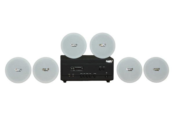 Dàn loa âm trần thông báo, phát nhạc nền tự động: A907PU-2K Goldsound 2 vùng âm lượng 900w + 6 loa âm trần VAT14, loa được thiết kế riêng cho quán, bật lớn không tạp âm, miễn phí công lắp đặt, bảo hành dài hạn 12 tháng