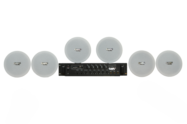 Dàn loa âm trần thông báo, phát nhạc nền tự động: A550F Goldsound 2 vùng âm lượng 550w + 6 loa âm trần VAT14, loa được thiết kế riêng cho quán, bật lớn không tạp âm, miễn phí công lắp đặt, bảo hành dài hạn 12 tháng