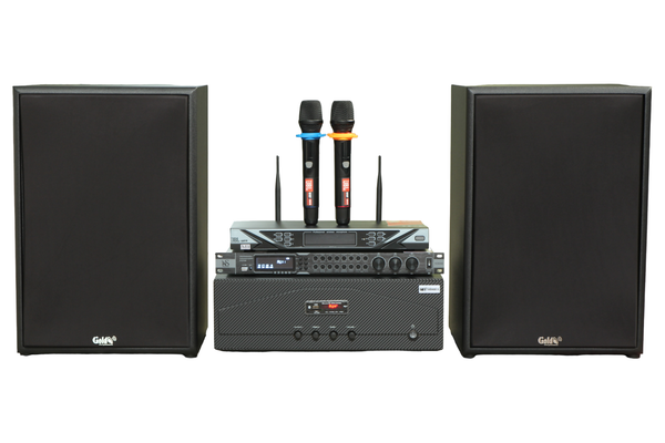 Dàn loa Karaoke gia đình, sân khấu S255 (2 loa Full Bass 30 + 1 cục đẩy 1200w + vang V1 + 2 micro không dây M1) - Hàng trưng bày đồng giá cuối năm