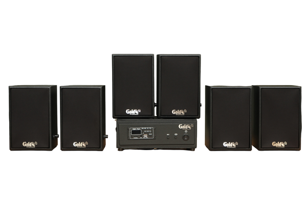 Dàn loa không dây treo tường, Loa thông báo, loa phát nhạc tự động: 01 amply A57 Goldsound + 6 loa không dây Goldsound V30 UHF - 30w