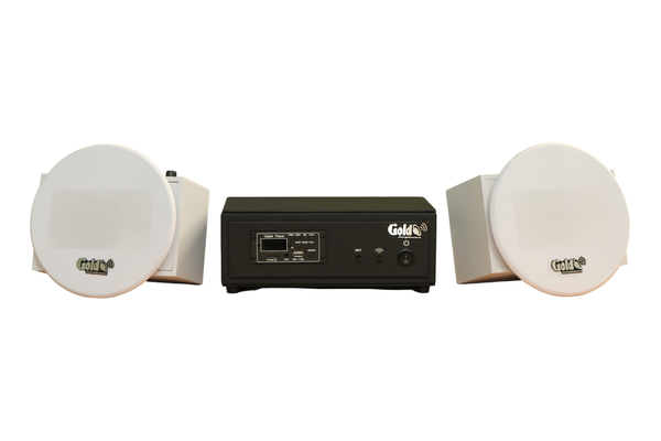 Loa âm trần không dây: 01 amply A50 Goldsound + 2 loa âm trần không dây VAT37 UHF Goldsound, loa được thiết kế riêng cho quán, bật lớn không tạp âm, bảo hành dài hạn 5 năm.