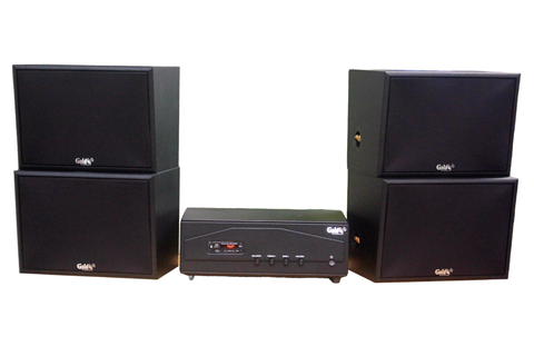 [Diện tích 100m2 + 02 Kênh] Amply A918PU - 2K Goldsound 2 vùng âm lượng 1200w + 4 loa Goldsound V130 - 130w, loa được thiết kế riêng cho quán, bật lớn không tạp âm, miễn phí công lắp đặt, bảo hành dài hạn 5 năm.