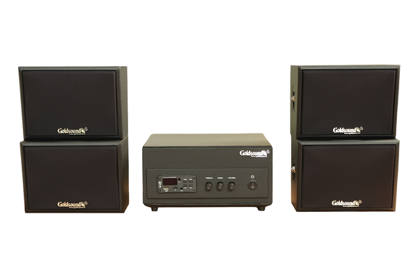 Dàn loa sân vườn: Amply A156PU Goldsound 200w + 4 loa treo tường ngoài trời V102NT Goldsound - 17w, loa được thiết kế riêng cho quán, bật lớn không tạp âm, không bao gồm công lắp đặt, bảo hành 12 tháng