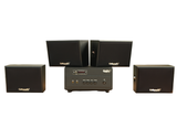 Dàn loa sân vườn: Amply A154PU Goldsound 150w + 4 loa treo tường ngoài trời V102NT Goldsound - 17w, loa được thiết kế riêng cho quán, bật lớn không tạp âm, không bao gồm công lắp đặt, bảo hành 12 tháng