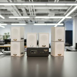 Dàn loa không dây treo tường, Loa thông báo, loa phát nhạc tự động: 01 amply A57 Goldsound + 6 loa không dây Goldsound V27 - 27w