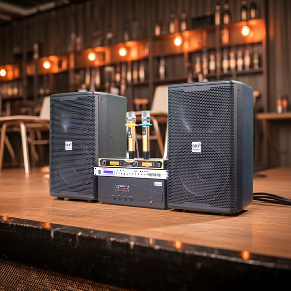 Dàn Karaoke Acoustic: 1 Amply A918 + 2 V238 + 1 vang + 2 Micro - Hàng trưng bày đồng giá cuối năm