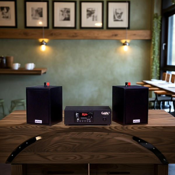 1 amply A2.0 + 2 loa V15: Amply, loa thông báo phát nhạc nền tự động được thiết kế riêng cho quán, bật lớn không tạp âm, bảo hành dài hạn 5 năm.